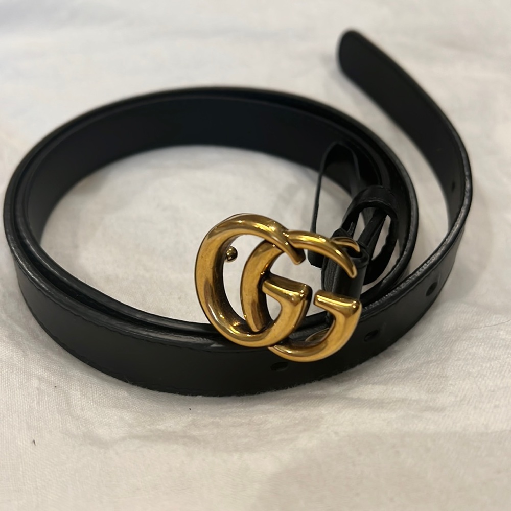 Perfect Condition - Authentic Gucci Black Logo Belt - Size 80